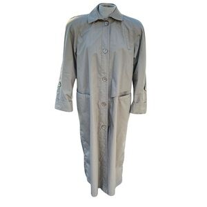 Vintage 80s Oversized Power Shoulder Long Beltless Raincoat Trench Coat